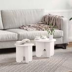 vidaXL Salontafel 2 pcs Wit 39.5 x 39.5 x 30 cm Massief, Huis en Inrichting, Verzenden, Nieuw