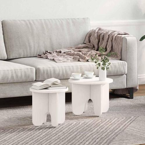 vidaXL Salontafel 2 pcs Wit 39.5 x 39.5 x 30 cm Massief, Huis en Inrichting, Tafels | Salontafels, Nieuw, Verzenden