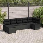 vidaXL Tuinbank Set met opslag 7 pcs Zwart poly rattan, Tuin en Terras, Tuinsets en Loungesets, Verzenden, Nieuw