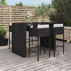 vidaXL 5-delige Tuinbarset met kussens poly rattan zwart, Tuin en Terras, Verzenden, Nieuw