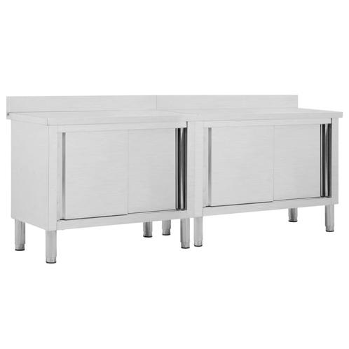 vidaXL Werktafels met deuren 2 st 240x50x(95-97) cm, Zakelijke goederen, Horeca | Overige, Verzenden
