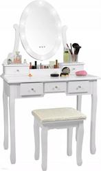 Moderne kaptafel wit met LED-spiegel & 5 lades - Incl. kr..., Ophalen of Verzenden, Nieuw