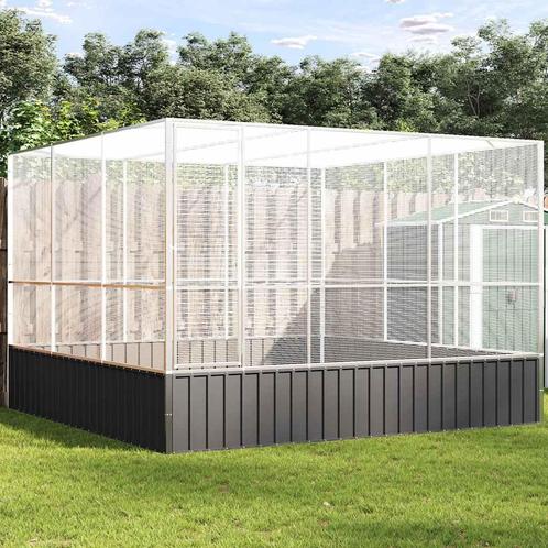 vidaXL Volière 311x307x212 cm staal zilverkleurig, Dieren en Toebehoren, Vogels | Toebehoren, Nieuw, Verzenden