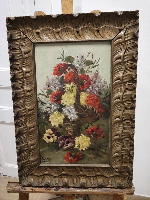 Fernandez Martinez Checa (1858-1933) - Bodegón de flores, Antiquités & Art, Art | Peinture | Classique