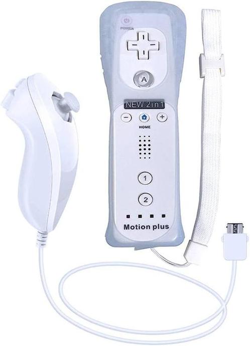 Wii Controller / Remote Motion Plus Wit + Nunchuk Wit (Th..., Consoles de jeu & Jeux vidéo, Consoles de jeu | Nintendo Wii, Enlèvement ou Envoi