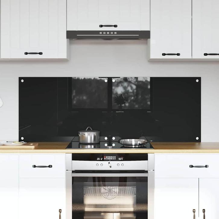 vidaXL Keuken Spatscherm Zwart 70 x 50 cm gehard glas, Antiek en Kunst, Antiek | Keukengerei, Verzenden