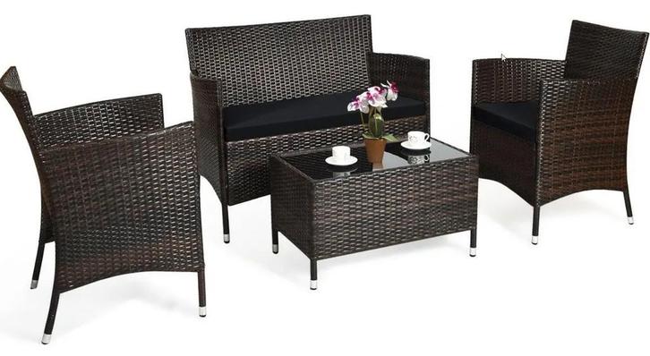 2dekans | Coast Tuinset 4-Delig - 1 Bank, 2 Stoelen en Tafel, Huis en Inrichting, Tafels | Salontafels, Ophalen of Verzenden