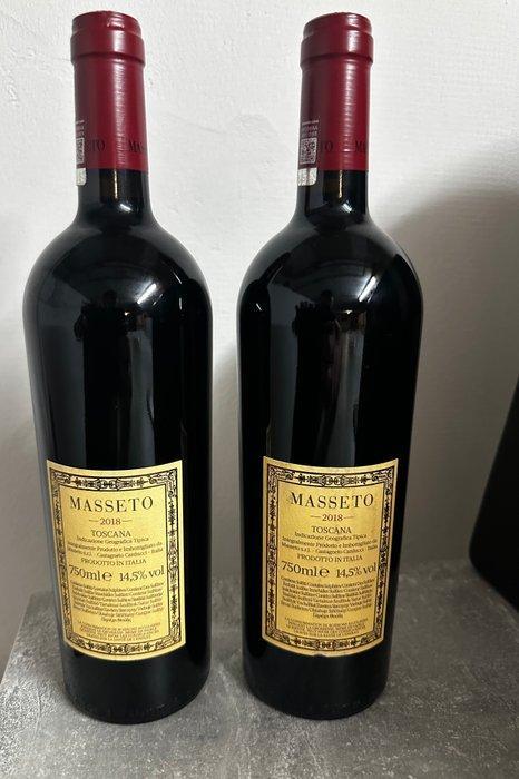 2018 Masseto - Toscane IGT - 2 Flessen (0.75 liter), Verzamelen, Wijnen