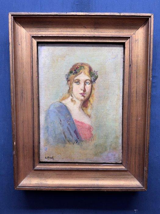 Nicola Biondi (1866-1929) - Ines, Antiek en Kunst, Kunst | Schilderijen | Klassiek