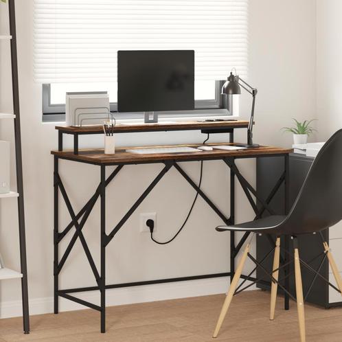 vidaXL Bureau Gerookt eiken 100 x 50 x 86.5 cm Bewerkt hout, Huis en Inrichting, Bureaus, Nieuw, Verzenden