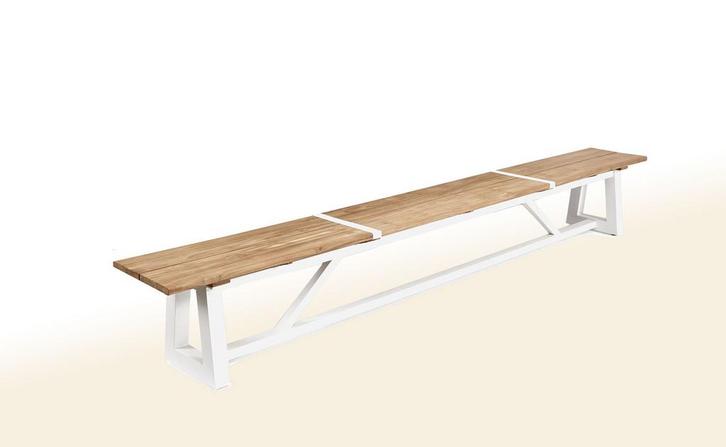 Suns Ovada tuinbank 280 cm wit frame (met alu strips) |, Tuin en Terras, Tuinsets en Loungesets