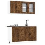 vidaXL 4-delige Keukenkastenset Porto bewerkt hout gerookt, Huis en Inrichting, Verzenden, Nieuw