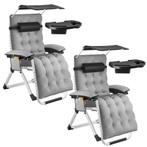 tectake Ligstoel Cloud II met zonnekap, opvouwbaar - lichtgr, Tuin en Terras, Verzenden, Nieuw