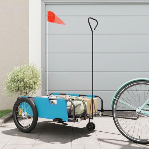 vidaXL Fietstrailer oxford stof en ijzer blauw en zwart, Fietsen en Brommers, Fietsaccessoires | Aanhangwagens en Karren, Nieuw
