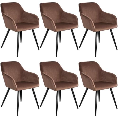 tectake Eetkamerstoel Marilyn fluweellook, zwarte stoelpoten, Huis en Inrichting, Stoelen, Verzenden