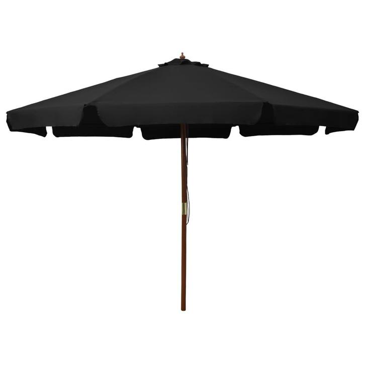 vidaXL Parasol met houten paal 330 cm zwart, Tuin en Terras, Parasols, Nieuw, Verzenden