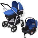 vidaXL Wandelwagen 3-in-1 aluminium blauw en zwart, Enfants & Bébés, Poussettes & Combinaisons, Verzenden