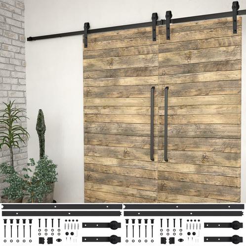 vidaXL Hardwaresets voor schuifdeuren 2 st 183 cm staal, Doe-het-zelf en Bouw, Hang- en Sluitwerk, Nieuw, Verzenden