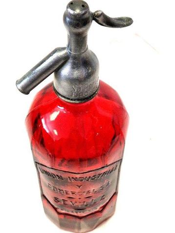 Bouteille - Ancien siphon rouge moderniste
