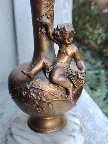 Vase - Decor angelot - Bronze, Marbre - Vase soliflore