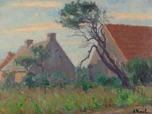 André-Léon Vivrel (1886-1976) - Hameau breton, Antiquités & Art, Art | Peinture | Classique