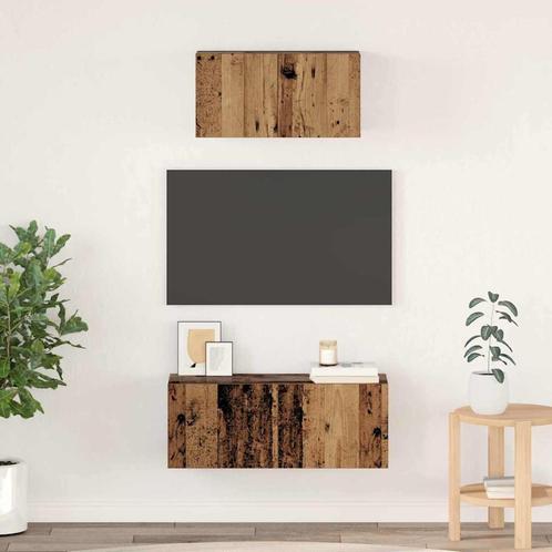 vidaXL Tv-meubelset 2 pcs Oud hout 80 x 30 x 30 cm Bewerkt, Huis en Inrichting, Kasten |Televisiemeubels, Nieuw, Verzenden