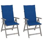 vidaXL Tuinstoelen 2 st verstelbaar met kussens massief, Tuin en Terras, Tuinstoelen, Verzenden, Nieuw