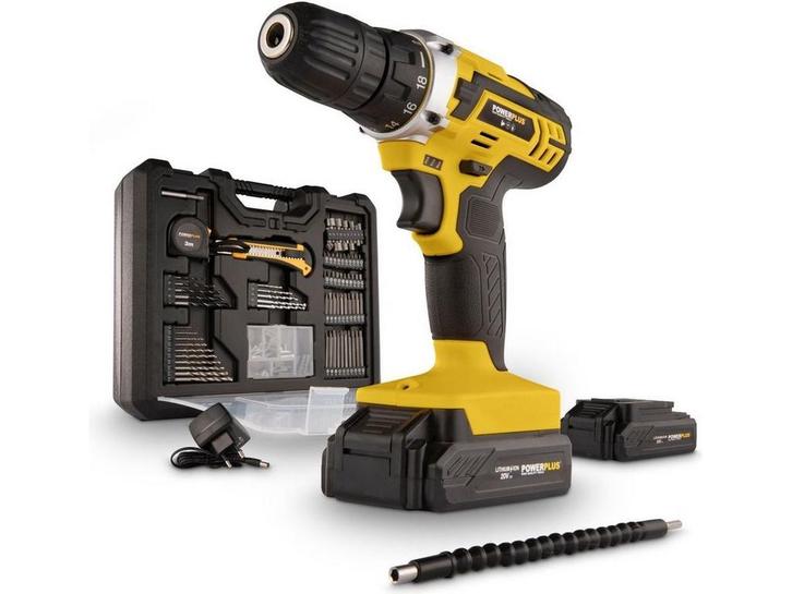 Powerplus POWX00830 - Accu boormachine - 20V met 2 accus en, Doe-het-zelf en Bouw, Gereedschap | Handgereedschap, Zo goed als nieuw
