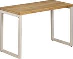 vidaXL Eettafel 115x55x76 cm massief mangohout en staal, Huis en Inrichting, Tafels | Eettafels, Verzenden, Nieuw