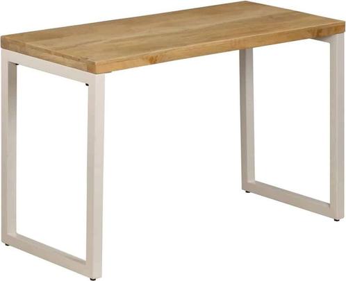 vidaXL Eettafel 115x55x76 cm massief mangohout en staal, Huis en Inrichting, Tafels | Eettafels, Nieuw, Verzenden