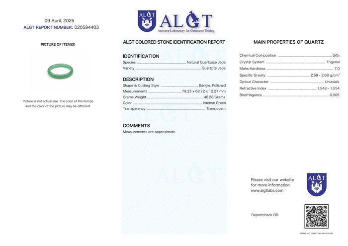 Geen reserve - ALGT gecertificeerd - Natuurlijke jadearmband, Verzamelen, Mineralen en Fossielen