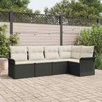 vidaXL Tuinbank Set met kussen met opslag 5 pcs Zwart Poly, Verzenden, Nieuw