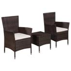 vidaXL Mobilier de bistro 3 pcs Résine tressée Marron, Tuin en Terras, Verzenden