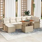 vidaXL 8-delige tuin eettafelset met kussens - beige poly, Tuin en Terras, Verzenden, Nieuw