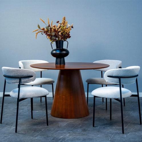 Eettafel Rond Olivia 120 cm Walnoot, Maison & Meubles, Tables | Tables à manger, Envoi