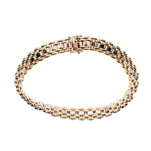 Bicolor gouden Bismarck schakel armband | 19 cm (witgoud), Handtassen en Accessoires, Armbanden, Overige kleuren, Gebruikt, Goud