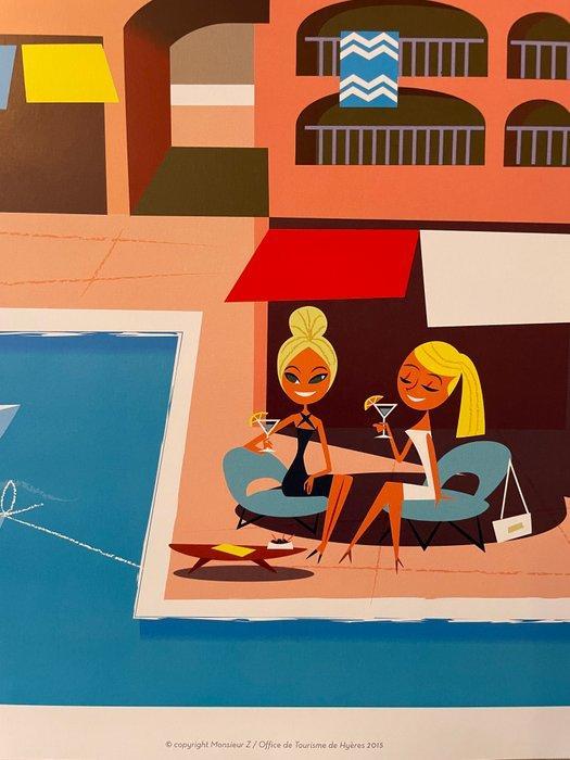 Monsieur Z - Affiche de Tourisme Hyères - Le Port de la, Antiquités & Art, Art | Dessins & Photographie