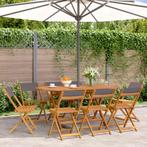vidaXL Tuinstoelen 8 st inklapbaar massief hout en stof, Tuin en Terras, Tuinstoelen, Verzenden, Nieuw