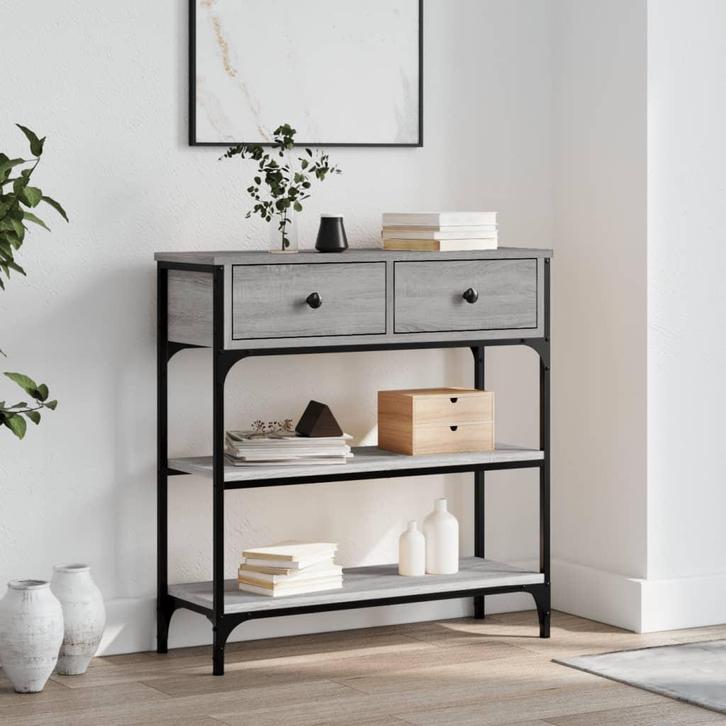vidaXL Wandtafel 72,5x25x75 cm bewerkt hout grijs sonoma, Huis en Inrichting, Tafels | Bijzettafels, Nieuw, Verzenden