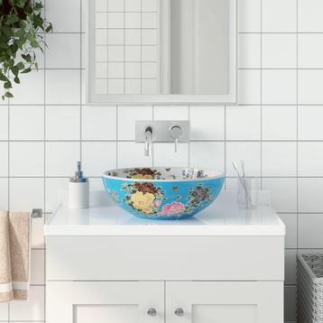 vidaXL Opzetwasbak rond 41x14 cm keramiek meerkleurig, Verzenden, Nieuw