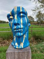 Beeld, head blue with gold  paint  - 50 cm - polyresin