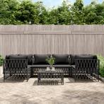 vidaXL 7-delige Loungeset met kussens staal antracietkleurig, Tuin en Terras, Tuinsets en Loungesets, Verzenden, Nieuw, Loungeset