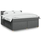 vidaXL Boxspring met matras stof donkergrijs 180x200 cm, Verzenden