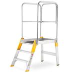 Bordestrap - verrijdbaar - 3 treden - aluminium - 62 cm, Doe-het-zelf en Bouw, Ladders en Trappen, Ophalen of Verzenden, Nieuw