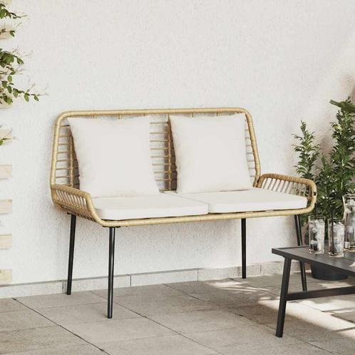 vidaXL Tuinbank Bruin, Zwart, Crème Poly riet, staal, Tuin en Terras, Tuinsets en Loungesets, Nieuw, Verzenden