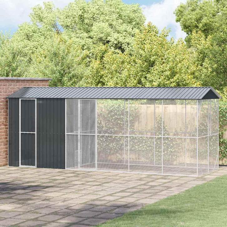 vidaXL Vogelkooi Antraciet 645 x 208 x 247 cm Gegalvaniseerd, Dieren en Toebehoren, Vogels | Toebehoren, Nieuw, Verzenden