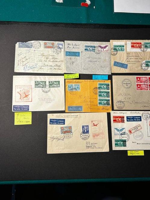 Envelop (8) - Zwitserland - 8 vliegende enveloppen Luchtpost, Postzegels en Munten, Postzegels | Europa | België