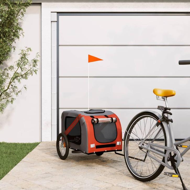 vidaXL Hondenfietstrailer oxford stof en ijzer oranje en, Dieren en Toebehoren, Overige Dieren-accessoires, Nieuw, Verzenden