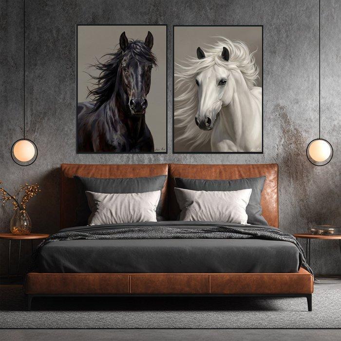 Aiana Roz - Horses Free Spirit - Set of 2 Giclée on Canvas, Antiquités & Art, Art | Objets design