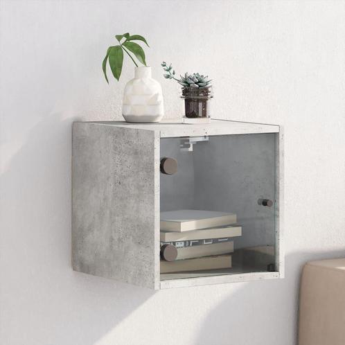 vidaXL Nachtkastje met glazen deur 35x37x35 cm betongrijs, Huis en Inrichting, Slaapkamer | Nachtkastjes, Nieuw, Verzenden